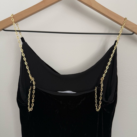 Reformation Medium Ady Velvet Maxi Dress Black Chain Strap Holiday Minimal - Picture 6 of 12